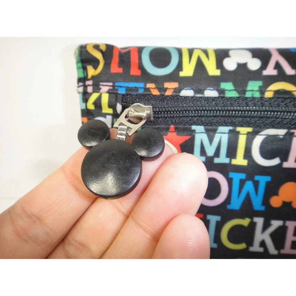 Disneyland Resort Mickey Mouse Trifold Wallet Multicolor Nylon Black Zipper Pull